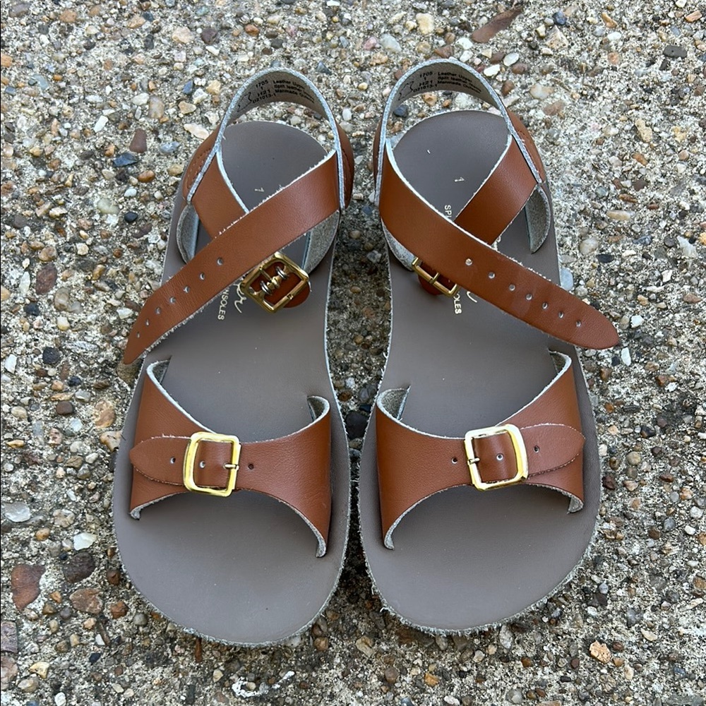 Brown Leather Kids Sandals